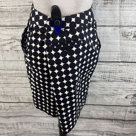 Larry Levine Skirt size 16 Navy Blue Polka Dots Above Knee A Line Pockets Casual - Picture 7 of 8